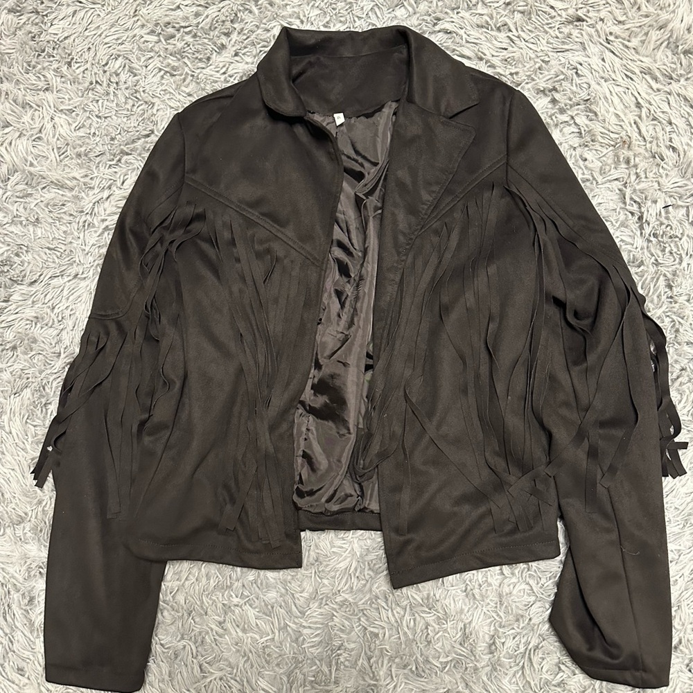 Fringe Detail Black Jacket